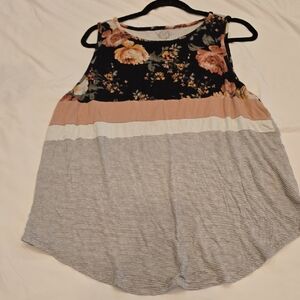 Maurices Floral and Striped Tank Top